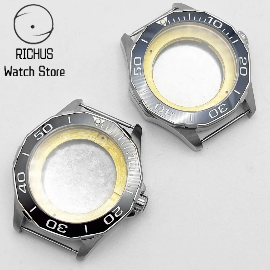 

Корпус часов RICHUS 45 мм, сапфировое стекло, черный/синий безель, подходит для механизмов ETA2836, Miyota 8215, Mingzhu DG2813, 3804, аксессуары для часов.