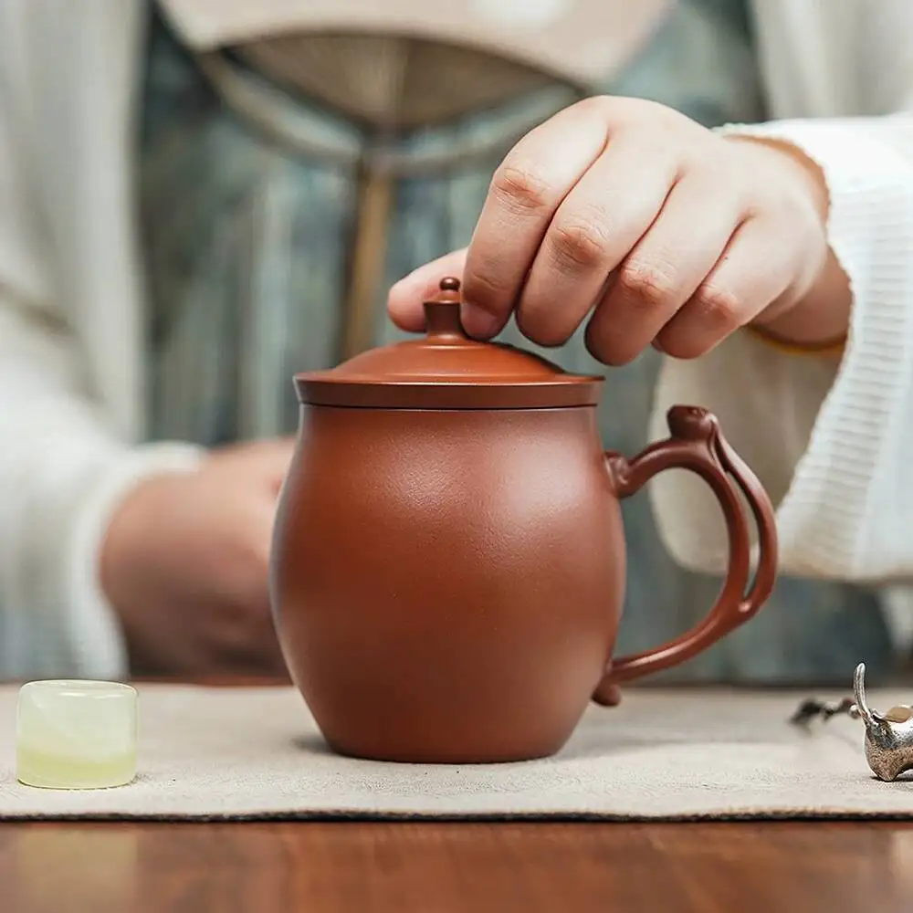 Yihu Chun Limited Edition Collectible Yixing Purple Clay High-End Tea Cup By Renowned Artists, Office Lid Cup, Jade Rabbit
