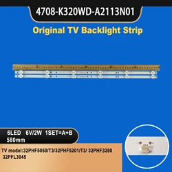 Tira de luz de fundo de TV para TV, tipo A-B, 6LED para 32 