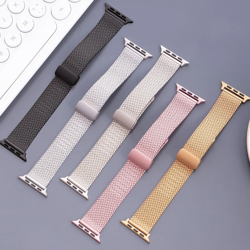 

High Quality Metal Milanese Watch Strap for iWatch 9 8 7 SE 6 Wrist Band for Apple Watch 41mm 40mm 38 45 44 49mm Bracelet