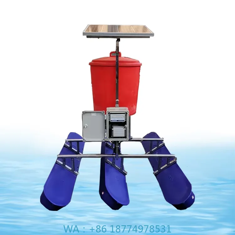 Machine Aquaculture Alimentador Automatico De CamaronesLarge Capacity Solar Shrimp Automatic Panel Fish Feeder for Big Pond