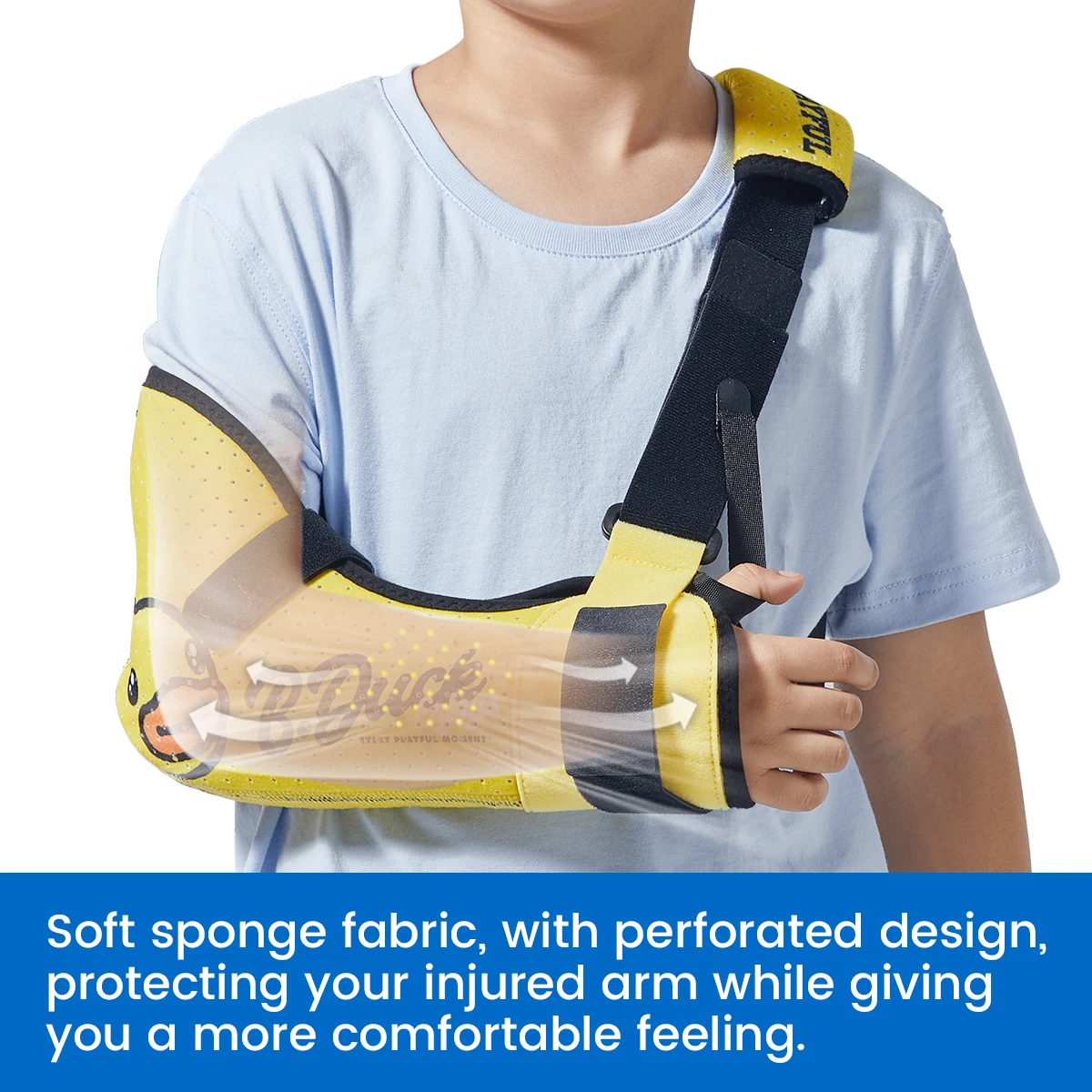 VELPEAU Arm Sling Kids Adjustable Elbow Brace for Fixing Forearm and Broken Hand Shoulder Support Immobilizer for Children