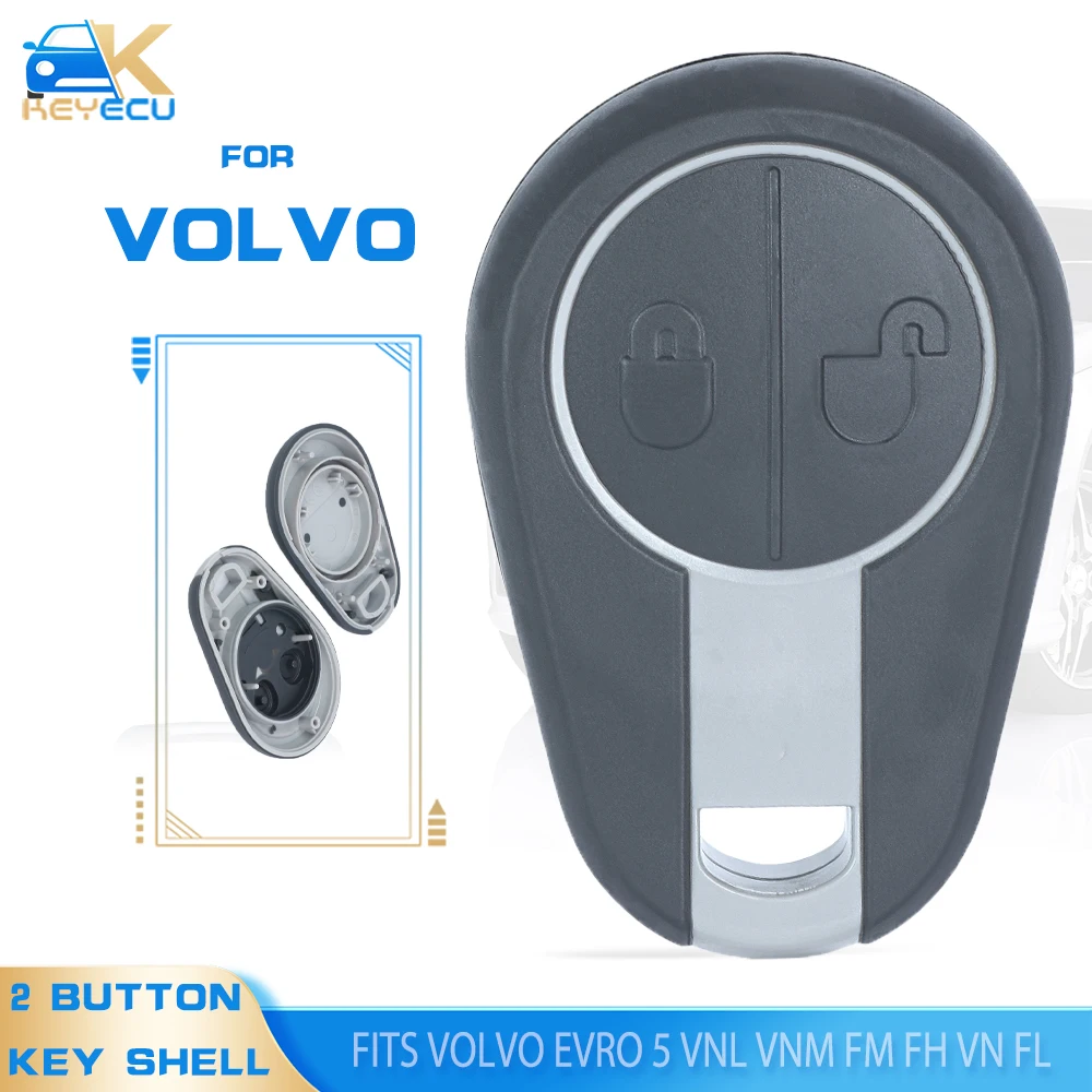 KEYECU 2 pulsanti Smart Car Key Housing Case sostituzione per Volvo Evro 5 VNL VNM FM FH VN FL Euro 5 Truck