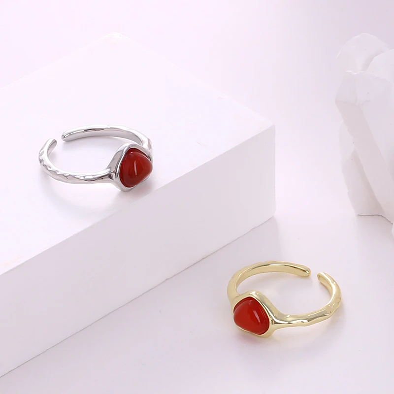 Love Good luck Red Agate Stone Ring Healthy Lucky Love Couple Ring Birthday Gift Holiday Banquet Wedding Match