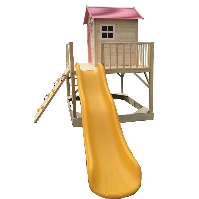 Kids log , large play house, tree house, climbing log house, with slide, sand pit, children's room, outdoor children's play