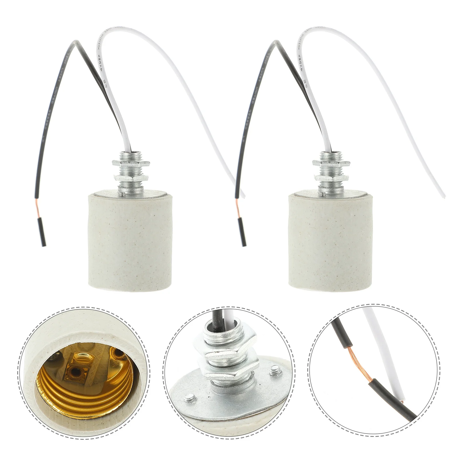 

5pcs E27 Ceramic Light Bulb Socket Lamp Holder Replacement Heat Resistant Screw Base For Ceiling Lamp Repair Kit Bedroom Office