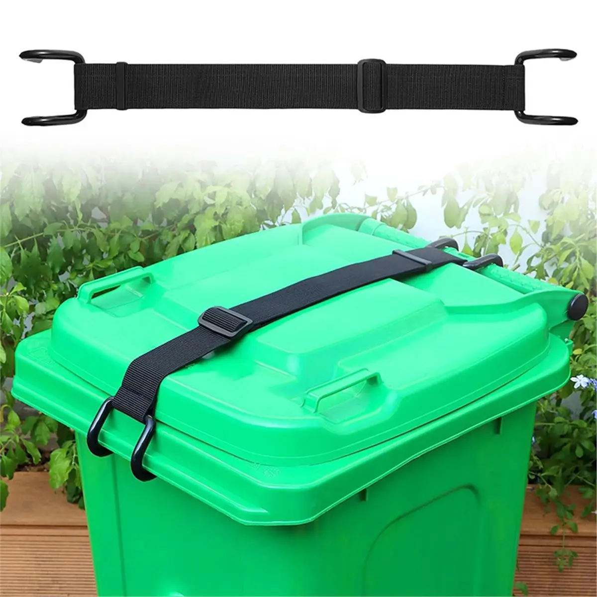 【TODAY-BUY】~@ 4pcs Universal Trash Can Lid Lock Strap, Metal Double Claw, Anti-Rust Coating Garbage Can Bungee Cord Belt