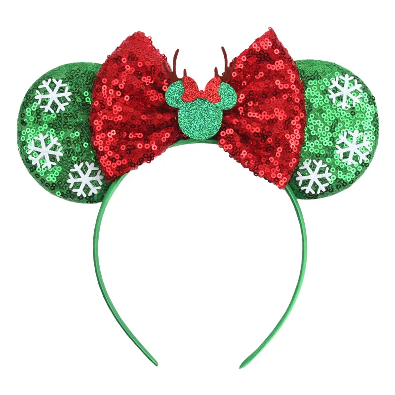 Disney Mickey Mouse Ear Christmas Elk Horns Headband for Adults Women Antlers Bows Hair Accessories Girls Kids Party Hairbands