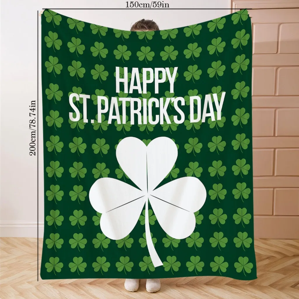 St. Patrick's Day Clover Blanket - Polyester Soft Throw