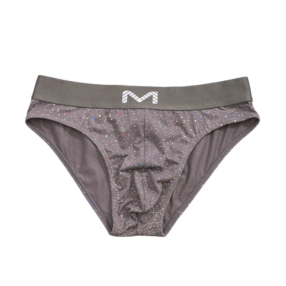 Simple Daily Middle Rise Men Breathable Briefs Panties Comfortable Bulge Pouch Fashion Printed Triangle Underwear
