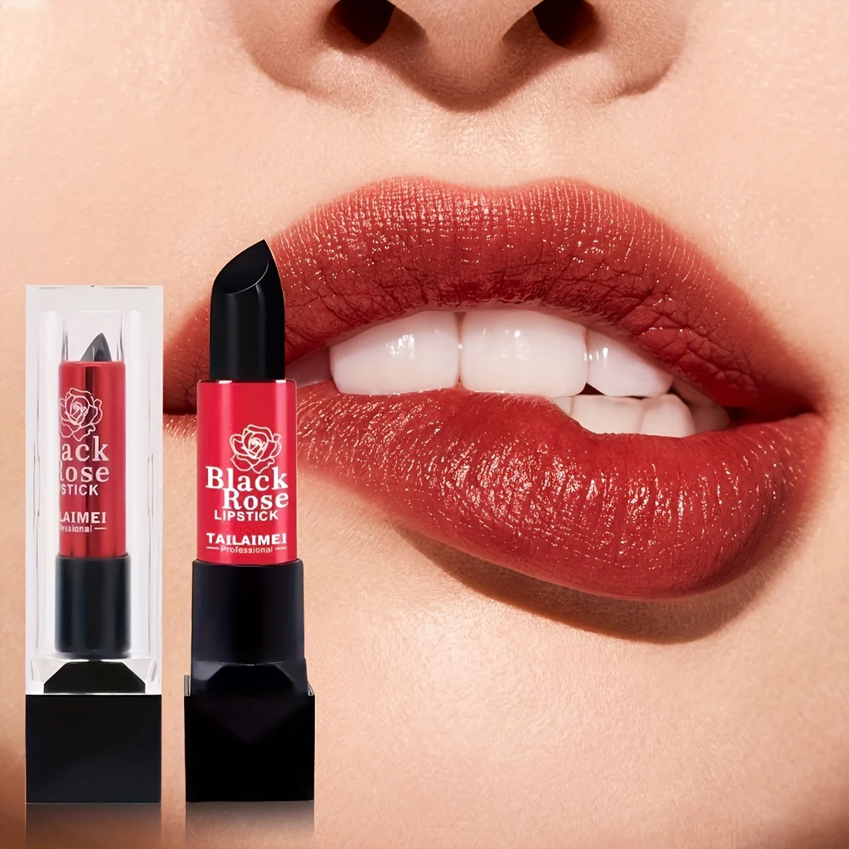Rossetto Black Rose, lucentezza rossa opaca, tazza antiaderente a lunga durata, trucco balsamo labbra idratante