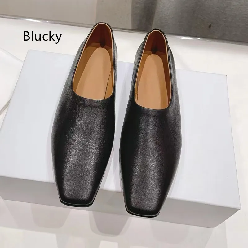 2023 Summer Womens Genuine Leather Slippers Square Toe High Heels Solid Color Slim Fit Fashion Style