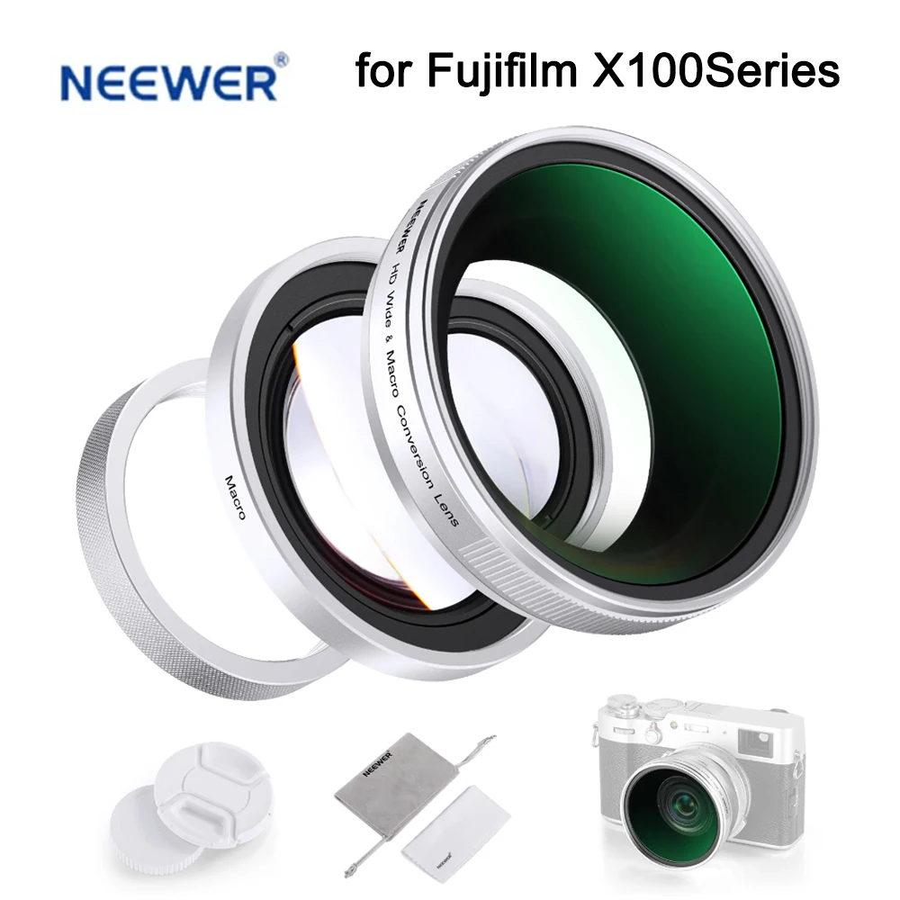 

NEEWER LS-46 49mm 0.43x Fisheye & 1.4x /LS-47 49mm 0.75x Wide Angle&1.4x Macro Additional Lens for Fujifilm X100 Series Cameras