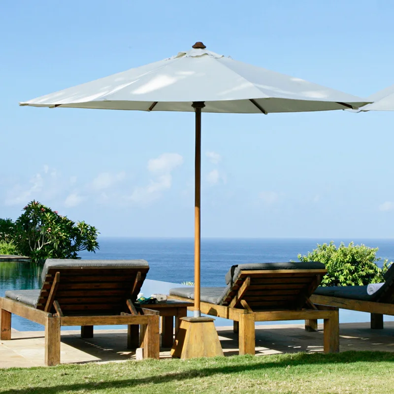 Hot Sale Center Pole  3 m Outdoor Garden Sunshade Umbrella  Wooden Parasol for Beach Courtyard
