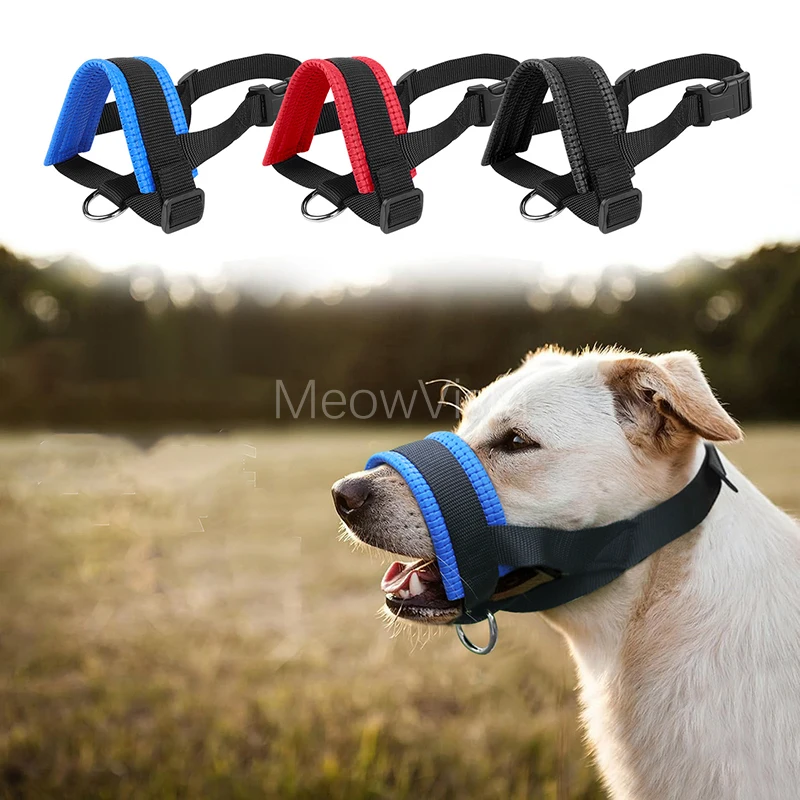 

Adjustable Nylon Dog Muzzle with Soft Sponge Padding Anti-Biting Anti-Barking Dog Mouth Cover for Pet Leashes