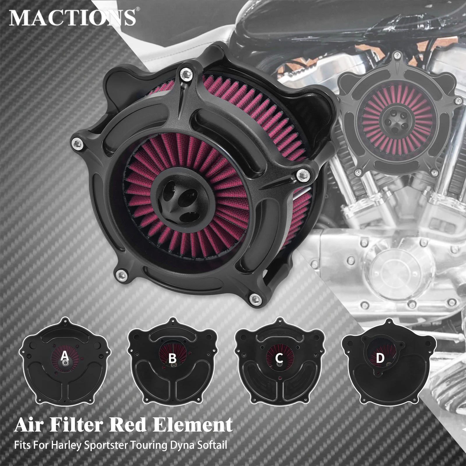 Motorcycle Air Intake Filter CNC Red Element Air Filter Cleaner Kit For Harley Touring FLHT Sportster XL883 Softail Fat Boy Dyna