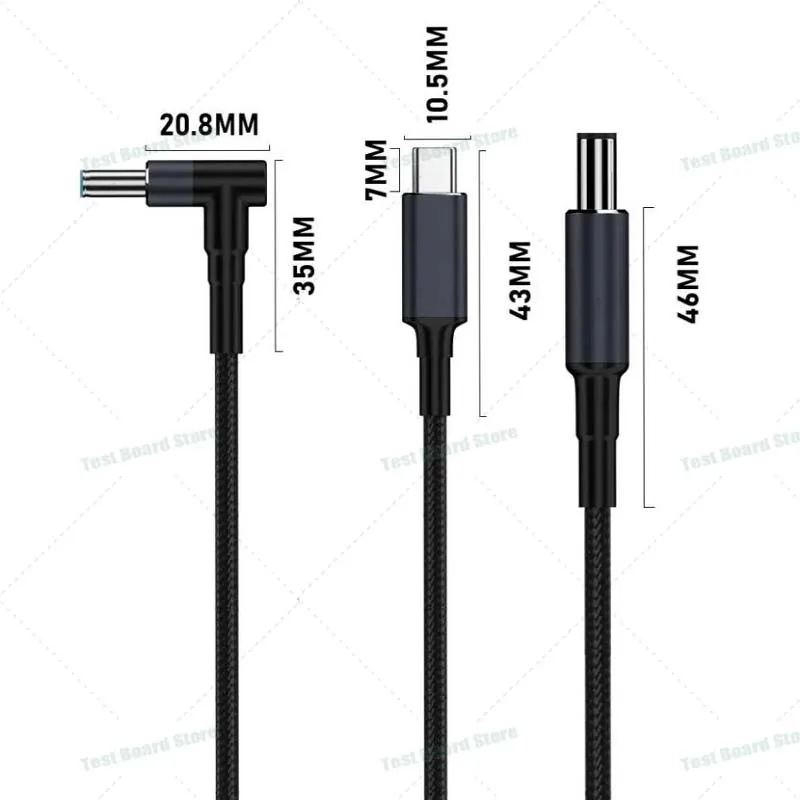 1Pce 140W 7A/5A USB C to DC PD Fast Charging Power Adapter Cable 5.5X2.5/4.5X3.0/5.5X2.1/74X50 for HP/Dell/Asus