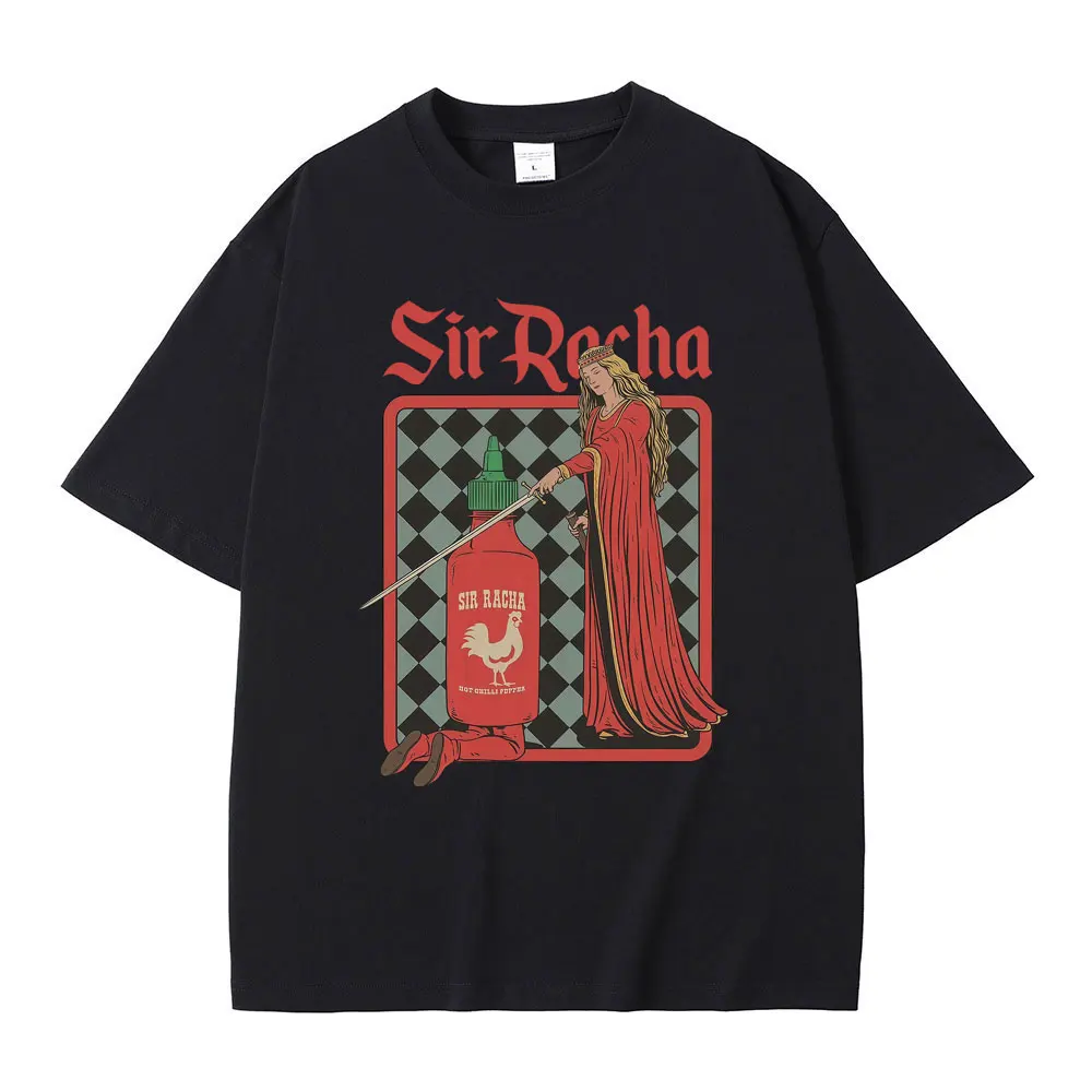 

Sir Racha Chili Sauce Funny Meme T-shirt Men Women Clothing Casual Cotton Vintage T Shirt Male Loose Oversized Crewneck T-shirts