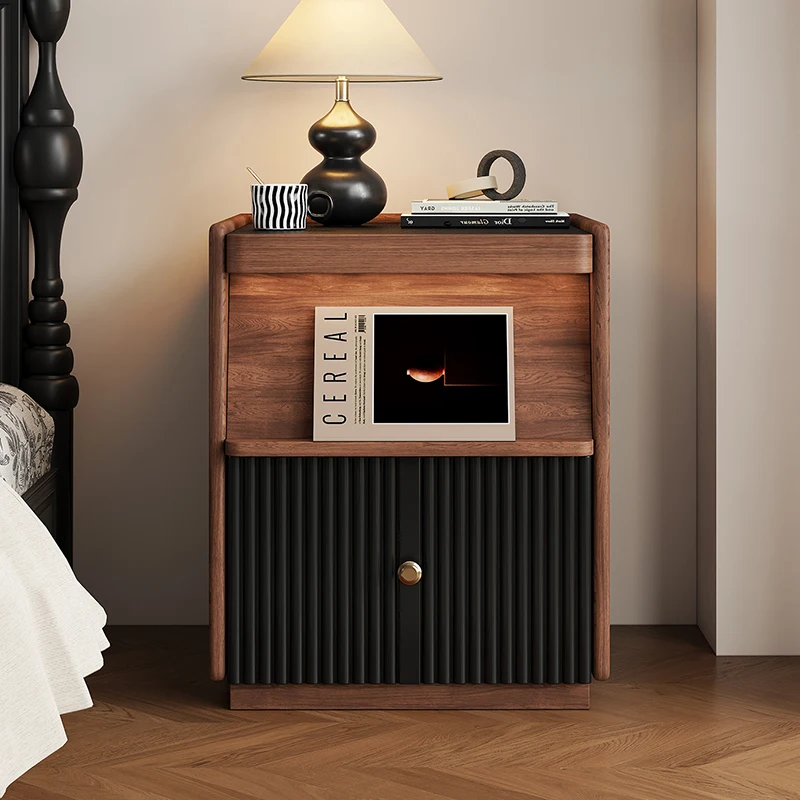 

Italiya Unique Nightstands Dark Brown Narrow Solid Wood Vintage Bedsides Table Minimalist Design Mesitas De Noche Home Furniture