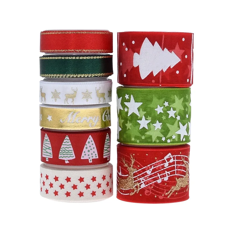 

9 Roll Total 18 Yards Christmas Ribbon for Gift Wrapping,Grosgrain Ribbon for Crafts DIY Holiday Christmas Decorations