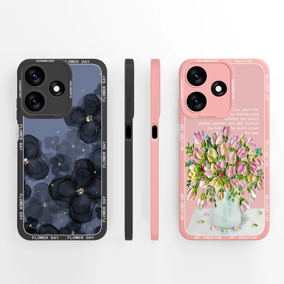 Custodia per Tecno Spark 10 10 Pro 10C bellissimi fiori retrò custodia protettiva in Silicone liquido Coque per Spark10 10Pro 10 C Funda