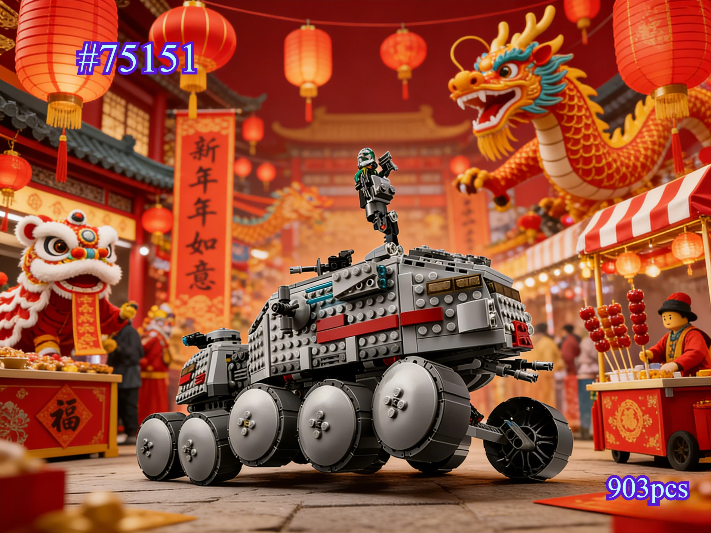 Um tanque com dez rodas 75151 conjuntos de blocos de construção compatíveis com partículas Legoed adequadas para presentes de Natal 903 peças