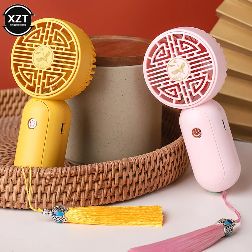 USB Mini Fan Chinese Characteristic Element Fan Portable Handheld Fan Air Cooler USB Rechargeable Fan Outdoor Travel Fan