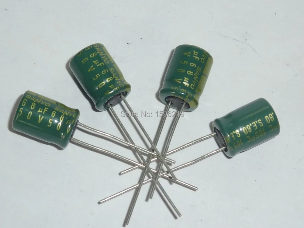 10pcs 68uF 50V SANYO 8x11.5mm Original 50V68uF Aluminum Electrolytic Capacitors