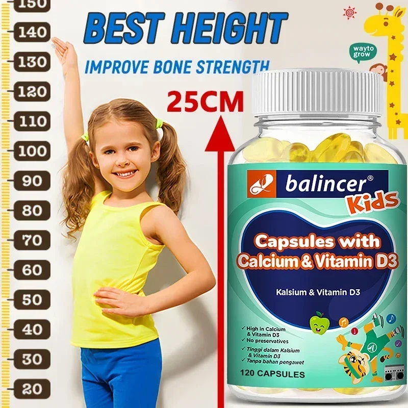 Children\'s Supplement with Calcium and Vitamin D3, Height Supplement, Provides Important Nutrients for Strong Bones and Teeth