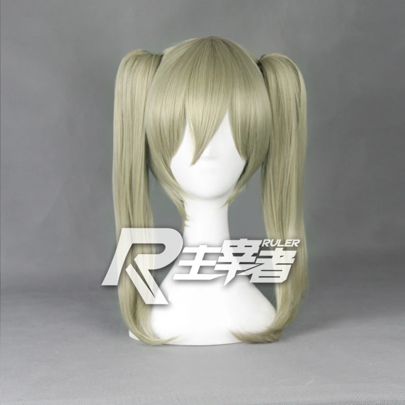 Anime Soul Eater Maka Albarn Cosplay Wigs Linen Double ponytail Heat Resistant Synthetic Hair Wig + Wig Cap