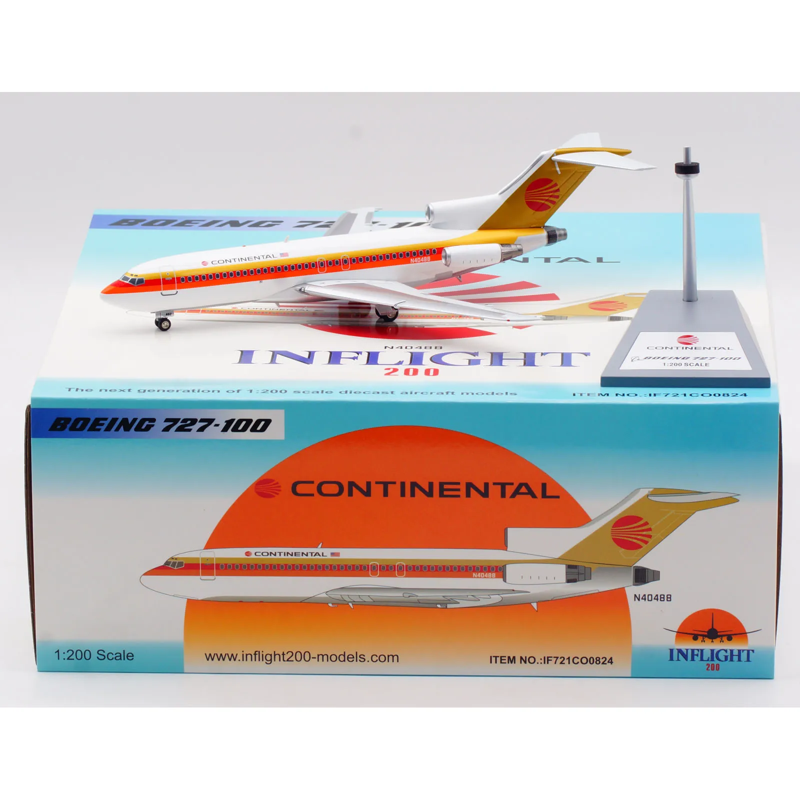 IF721CO0824 Alloy Collectible Plane Gift INFLIGHT 1:200 CONTINENTAL Airlines 