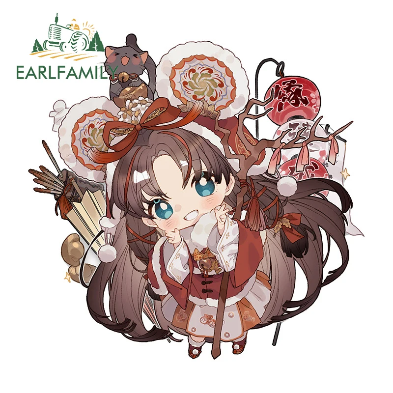 EARLFAMILY 13cm x 12.6cm for Onmyoji Game Qimemaxita Cute Chibi Car Stickers Sunscreen Simple Decals Surfboard Car Styling
