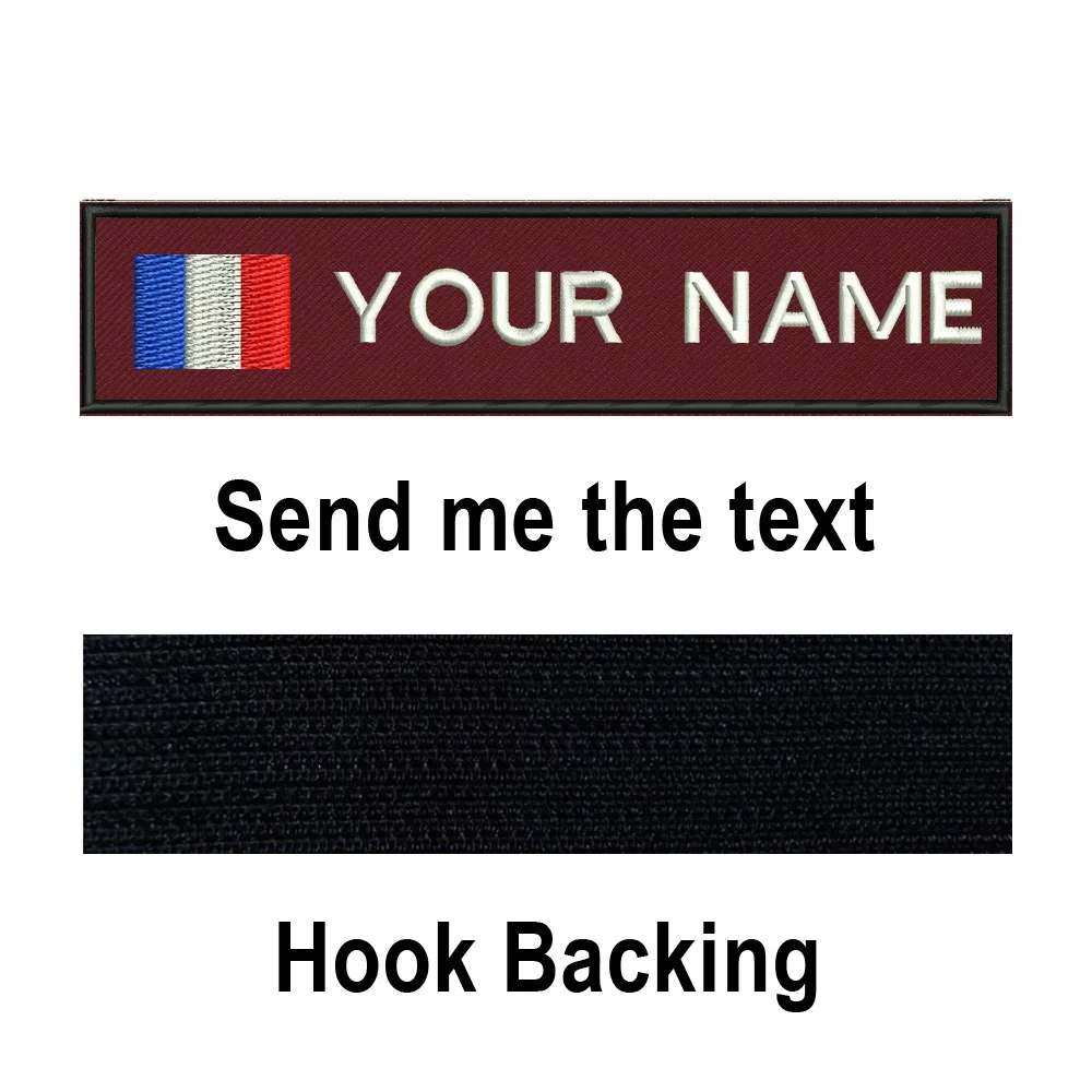 شخصية فرنسا العلم 10X2.5cm التطريز اسم مخصص النص التصحيح المشارب شارة الحديد على أو خياطة على أو هوك دعم بقع