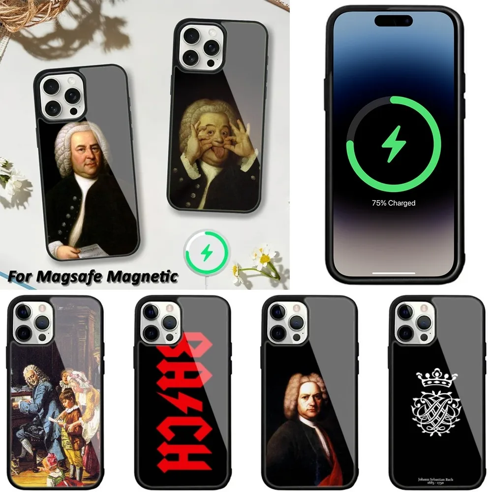 Johann Sebastian Bach Handyhülle für iPhone 16,15,14,13,12,11,Plus,Pro,Max,Mini Magsafe magnetisches kabelloses Laden