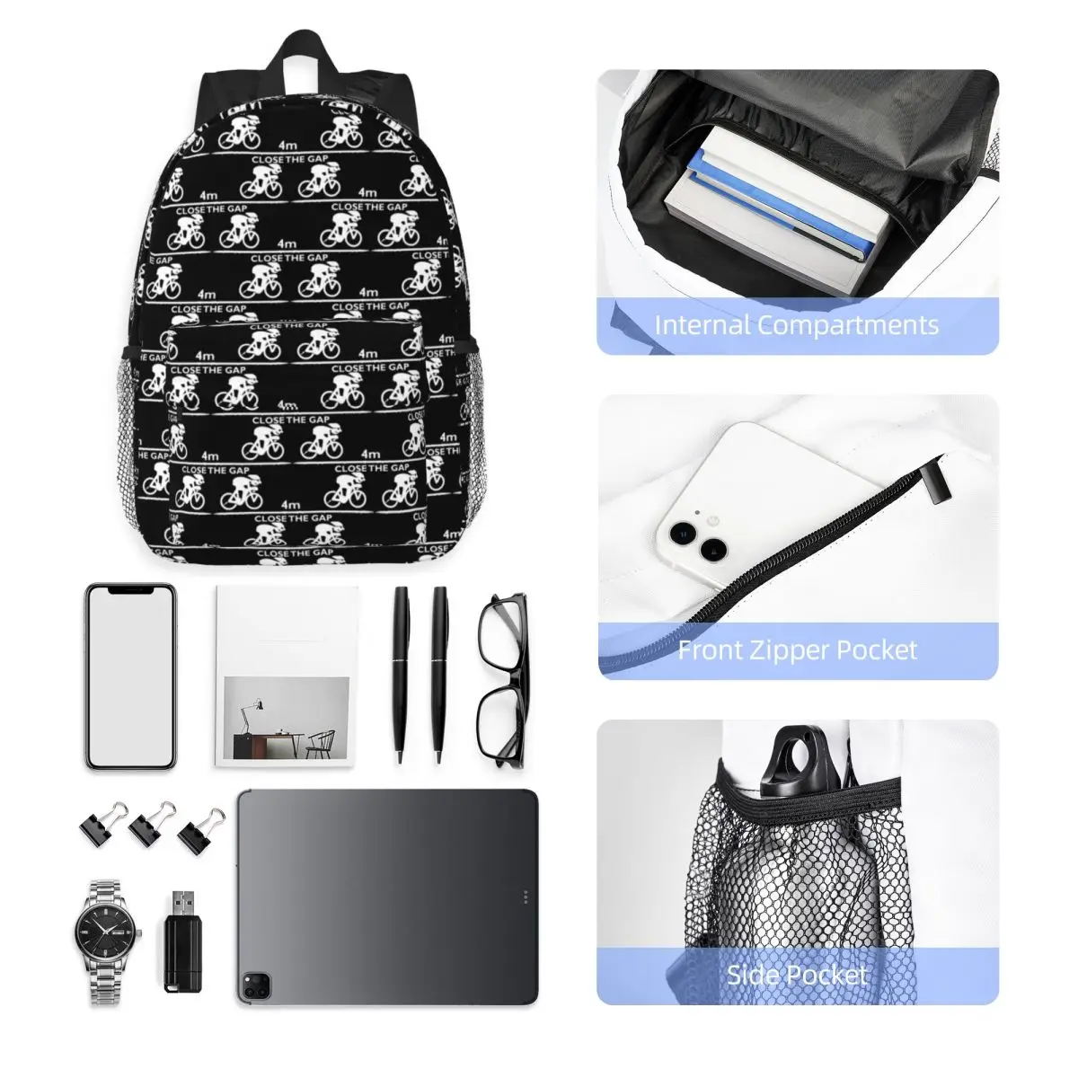 Zwift Close The Gap Backpack Hot Sale Daypack Large Capacity Boys Girls BookBag Shoulder Bags for Men Women School Bag