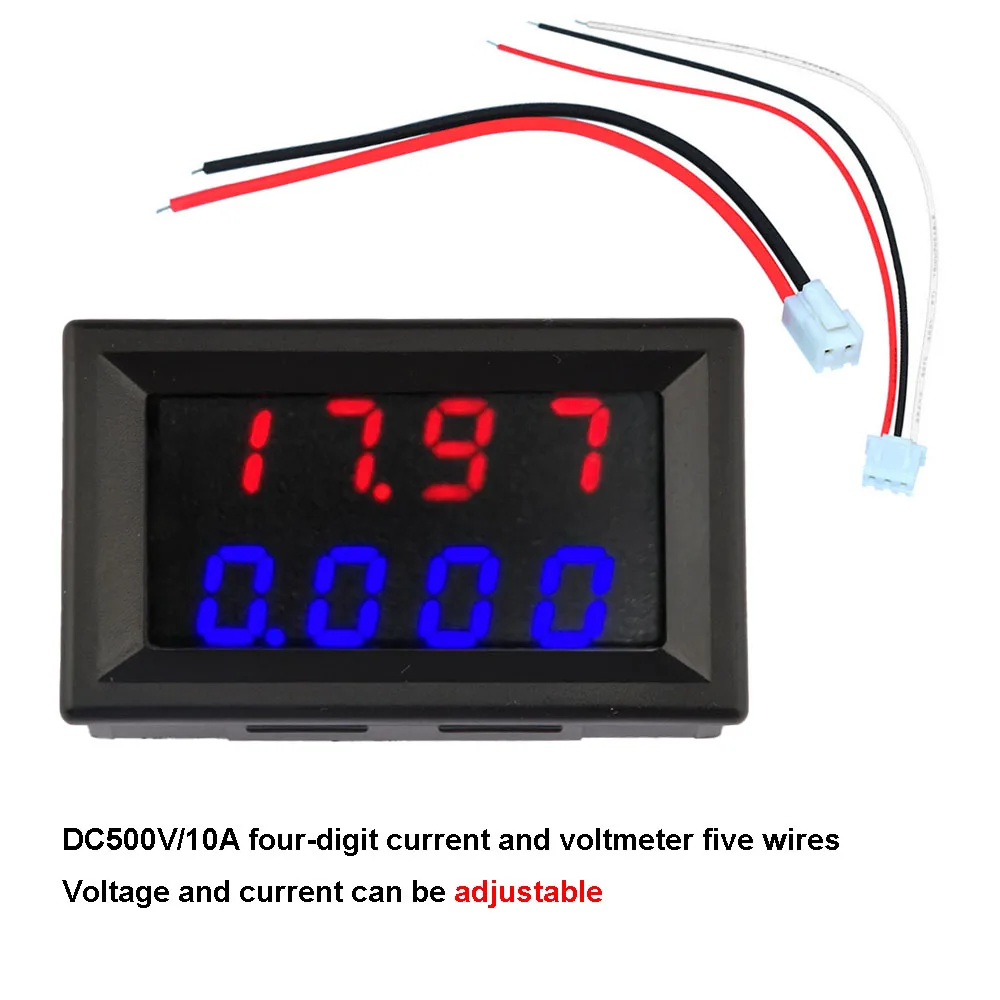 

DC 500V 10A Digital Voltmeter Adjustable Voltmeter Ammeter 0.28 inch 4-Digit Red Blue LED Dual Display Amp Volt Meter Gauge