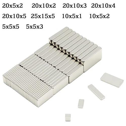 Bloque magnético de neodimio súper potente NdfeB N35 imanes magnéticos permanentes fuertes imán de refrigerador 5x5x5 20x10x3mm