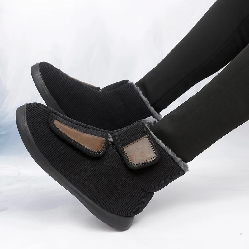 Women Ankle Snow Boots Plush Warm Winter Shoes Orthopedics Wide Feet Swollen Shoes Thumb Eversion Diabetic Shoes Snow Boots