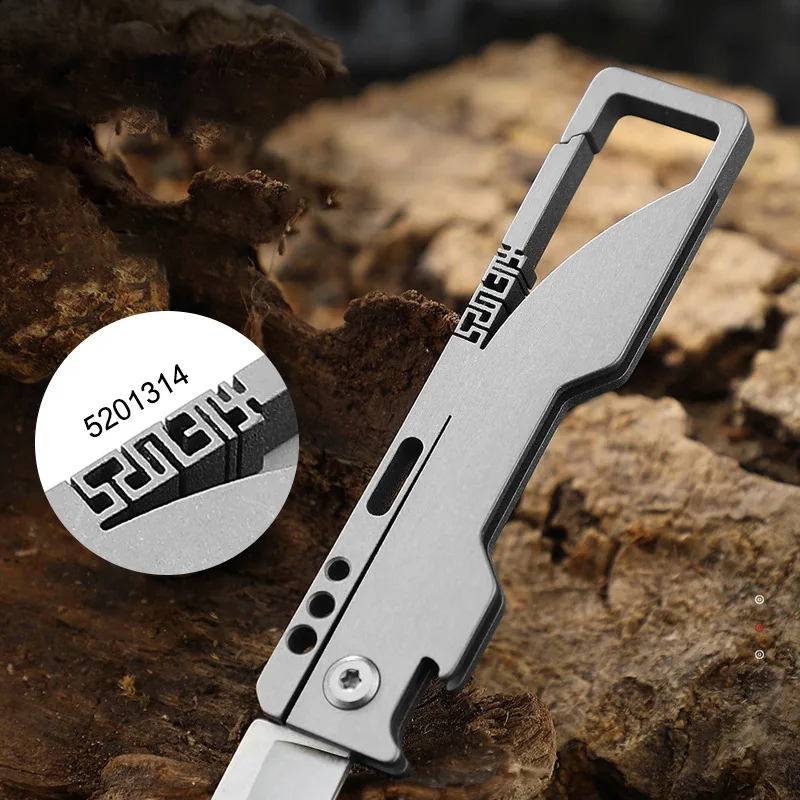 5Cr13mov Steel Titanium Alloy Folding Knife Climbing Buckle Outdoor Multitool EDC Security Self-defense Hand Tools Bottle Opener