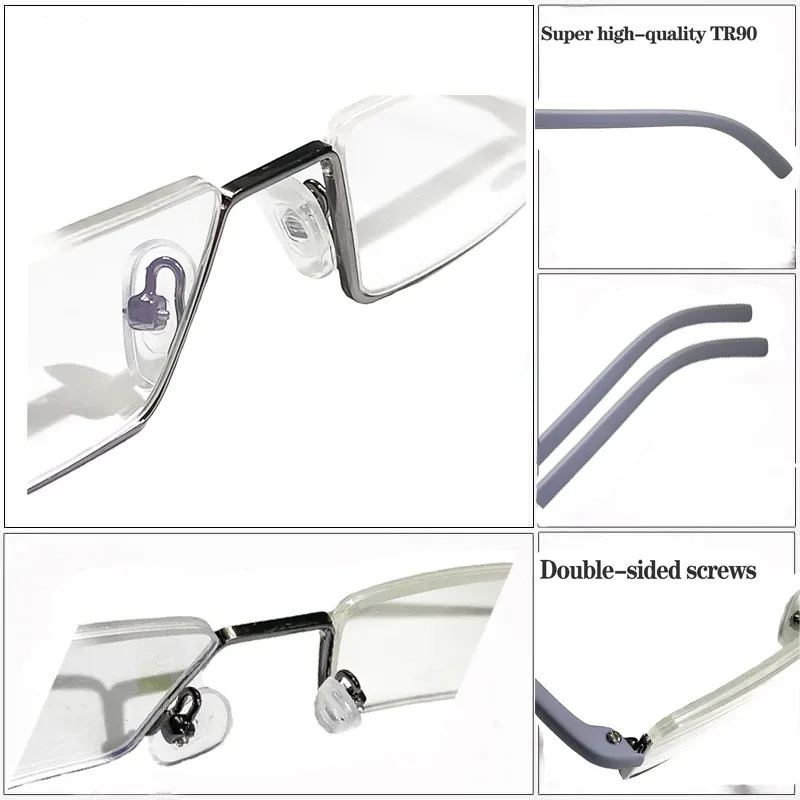 Quadratische Lesebrille Blaulichtfilter Halbrahmen Presbyopie-Brille Mit Etui Herren Damen +1 1,25 1,5 1,75 2 2,25 2,5 2,75 – Detail 6