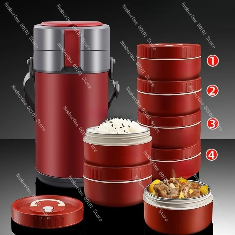 Large Capacity Insulated Lunch Box, 316 Stainless Steel Multi Layer Food Container, 24 Hour Thermal Preservation, Office School