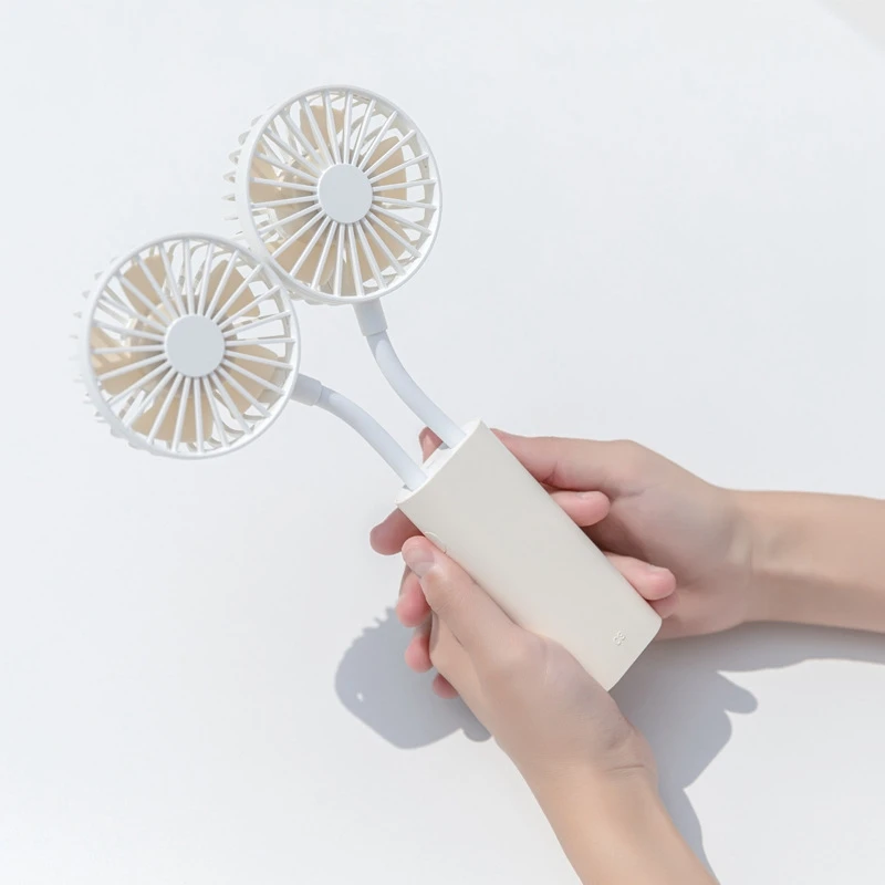 Mini Handheld Fan Foldable Couple Double Head Fan 3000Mah Portable USB Charger Fan 360 Degree Adjustment