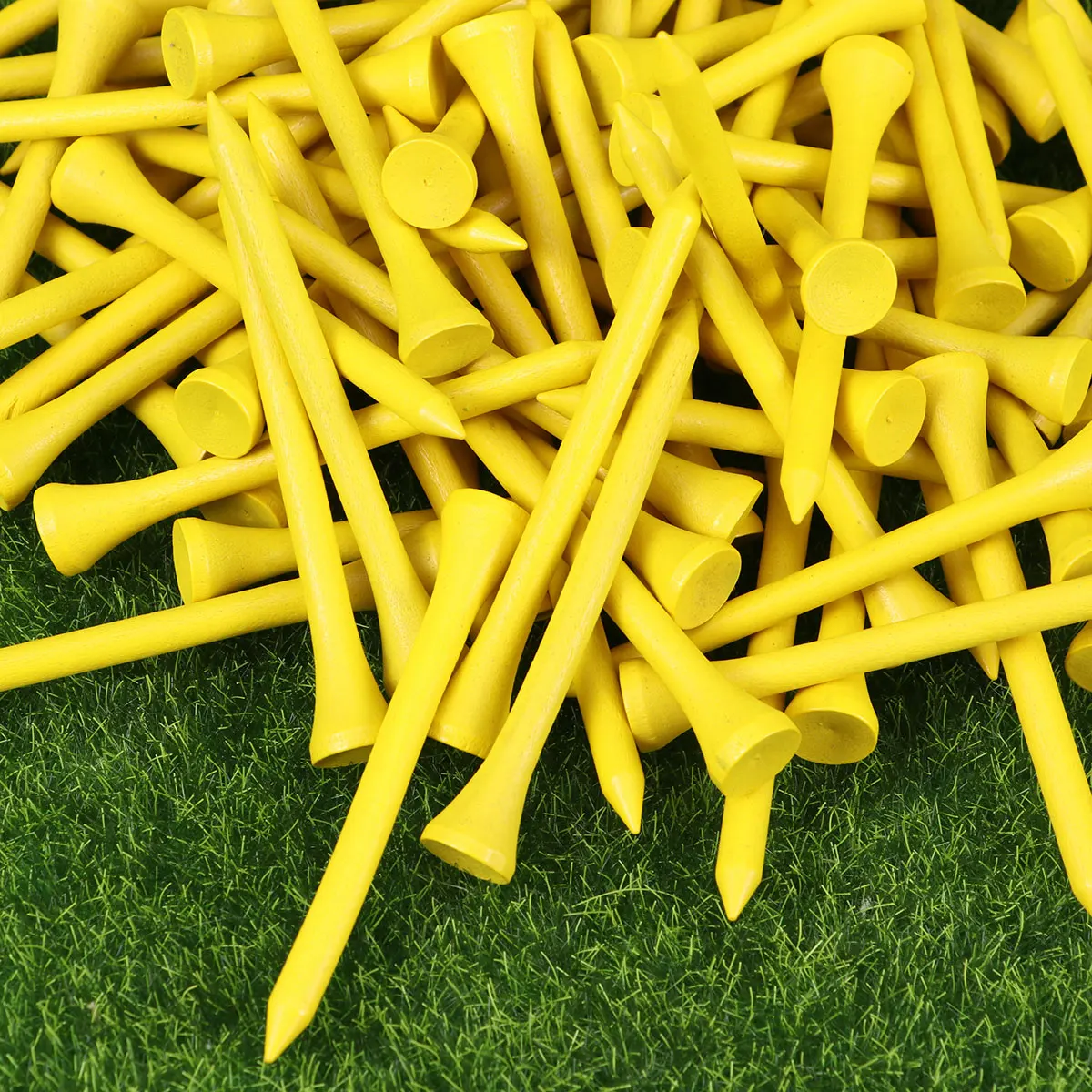 

100pcs 7Cm Yards Wooden Outdoor Sports Yellow Durable Reusable Golf Tees For Distance Accuracy Depth High Quality