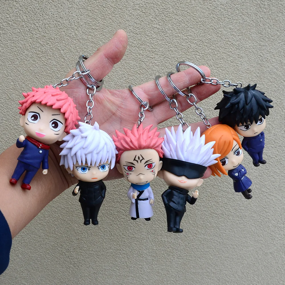 Jujutsu Kaisen Anime Figure Keychain Satoru Gojo Kugisaki Nobara Doll Bag Pendant Yuji PVC Collectible Car Keyring Decoration