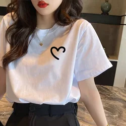 100% Cotton T Shirt Women,Basic T-shirt Fashion Streetwear,Summer Tees Tops,Korean Loose T-shirt Women Oversized Clothing NS5620