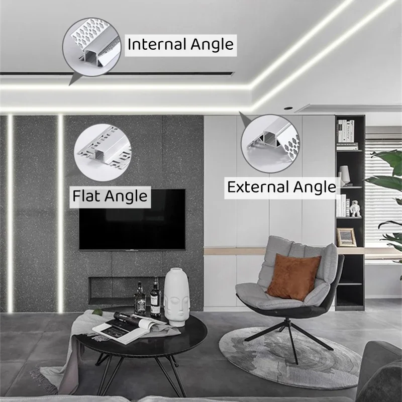 Customizable 0.5m/1m/pcs Rimless Black LED Aluminum Profiles Invisible Embedded Ceiling Drywall Ch annels Wall Linear Lighting