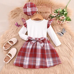 2024 Kids Girls Dress Set Clothing 2 Pcs Suit Children Dress Autumn  Winter Long Sleeve Cute Baby Girl Clothes 2 3 4 5 6 7 Years