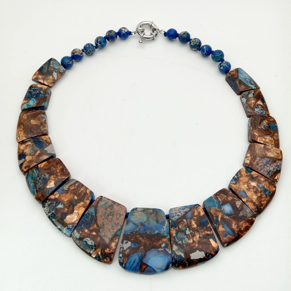 Y·YING 19\'\' Mixed Color Sea Sediment Imperial Jasper Graduated Necklace