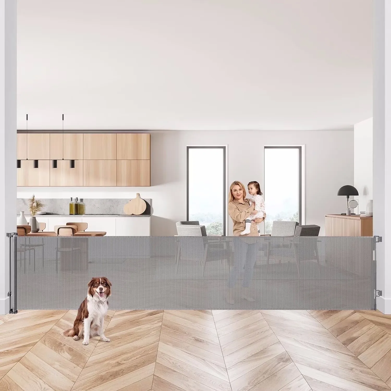 

Retractable Baby Gate, 120in Baby Safety Gate for Stairs Doorways,34inch Tall Metal Dog Gate,Extra Wide,Gray