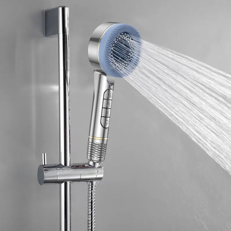 

1Pc Filtered Supercharged Shower Head 4 Modes Booster Shower Head Multi-functional Home Shower Bathroom Bath Accessories